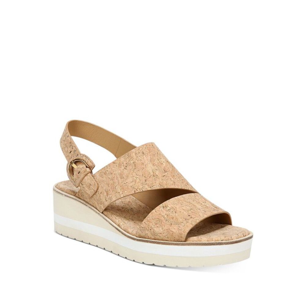 VINCE. Womens Natural Beige Cork Shelby Round Toe Wedge Slingback Sandal 10 M